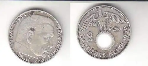 2 Mark Silber Münze 3.Reich Hindenburg 1936 D Jäger 366 (115224)
