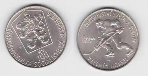 100 Kronen Silber Münze Tschechoslowakei 1985 Eishockey WM in Prag (142213)