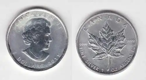 5 Dollar Silber Münze Kanada Meaple Leaf 2011 1 Unze Feinsilber (130119)