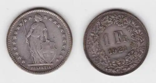 1 Franken Silber Münze Schweiz 1921 B (136004)