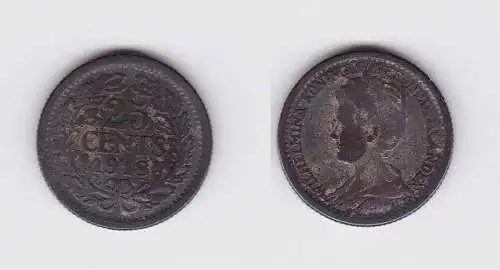 25 Cent Silber Münze Niederlande 1916 (118809)