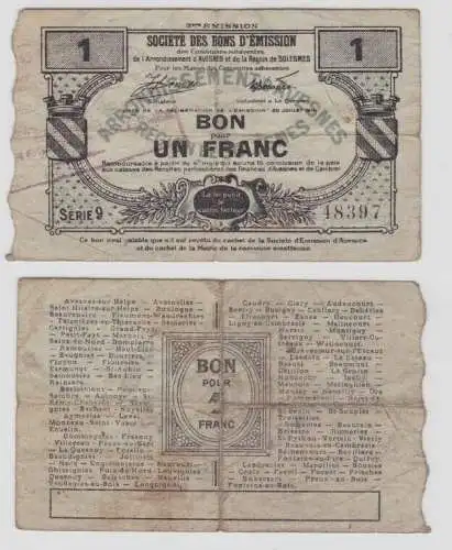 1 Franc Banknote Frankreich Société des Bons d'Émission 1916 (137239)