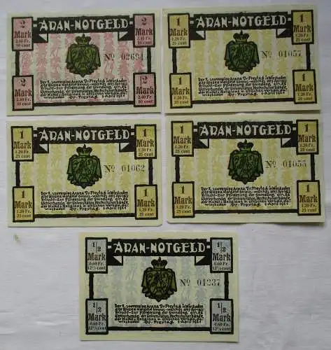 5 Banknoten Notgeld Wiesbaden Dr.Freytag souveräner Aran 1.4.1921 (124592)