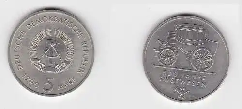 DDR Gedenk Münze 5 Mark 500 Jahre Postwesen 1990 (123078)