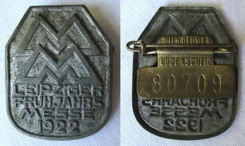 Blech Abzeichen Leipziger Frühjahrsmesse 1922 Einkäuferabzeichen (111324)
