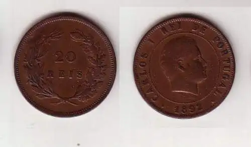 20 Reis Kupfer Münze Portugal 1892 (114258)