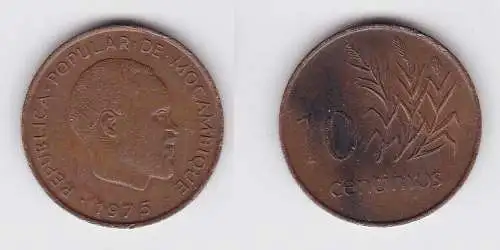 10 Centimos Kupfer Münze Mosambik Moçambique 1975 (118282)