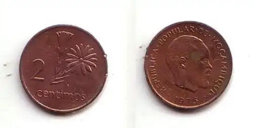2 Centimos Kupfer Münze Mosambik Moçambique 1975 (114479)