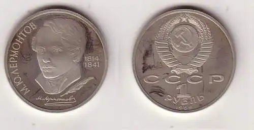 1 Rubel Münze Sowjetunion 1989, 1814-1841 Lermontov  (114306)