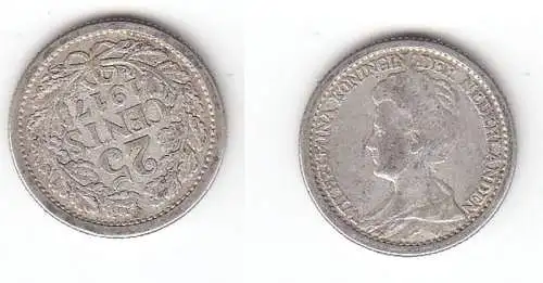 25 Cent Silber Münze Niederlande 1917 (113149)