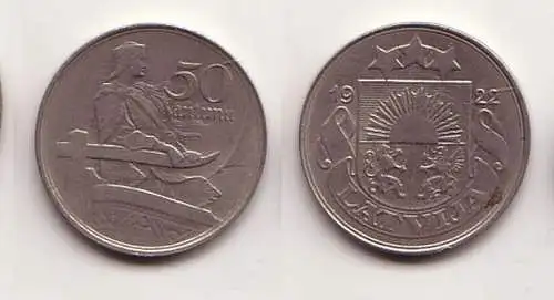 50 Santimi Nickel Münze Lettland 1922 (114447)