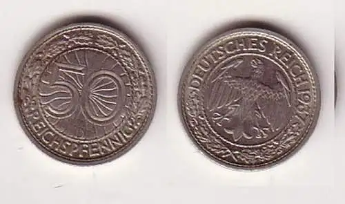 50 Pfennig Nickel Münze 1937 D (102413)