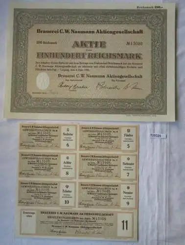 100 Reichsmark Aktie Brauerei C.W. Naumann AG Leipzig 6.Juni 1941 (129325)