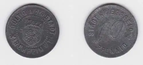 10 Pfennig Zink Münze Notgeld Stadt Kirchheim u. Teck 1917 (140405)