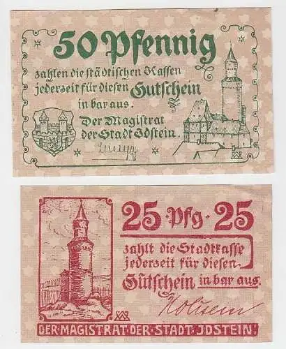 25 und 50 Pfennige Banknoten Notgeld Stadt Idstein um 1920 (111374)