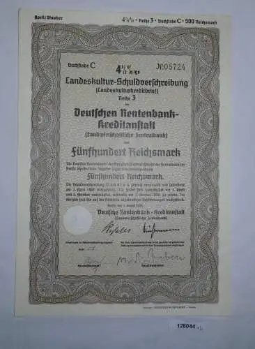 500 Reichsmark Landeskultur Schuldverschreibung Berlin 2.8.1938 (128044)