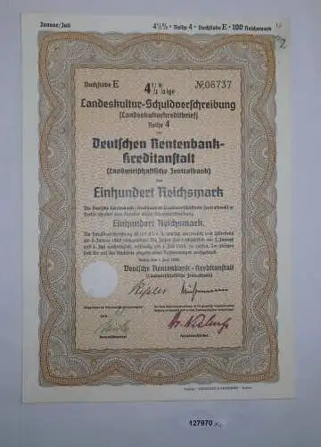 100 Reichsmark Landeskultur Schuldverschreibung Berlin 1.6.1939 (127970)