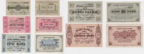 1,2,5,10 & 20 Mark Banknoten Stadt Alfeld (Leine) 1918/1919 (135073)
