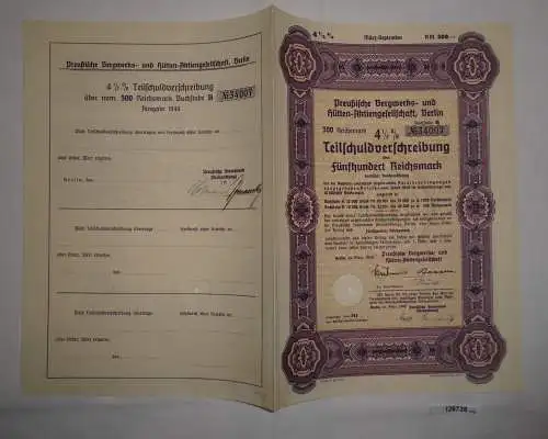 500 Reichsmark Preußische Bergwerks- & Hütten AG Berlin März 1940 (126738)