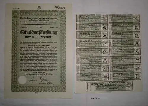 100 Reichsmark Umschuldungsverband deutscher Gemeinden Berlin 1933 (128233)