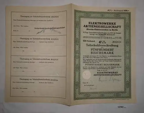 500 Reichsmark Aktie Elektrowerke AG Berlin November 1937 (127862)
