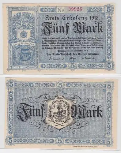 5 Mark Banknote Großnotgeld Kreis Erkelenz 12. November 1918 (135648)