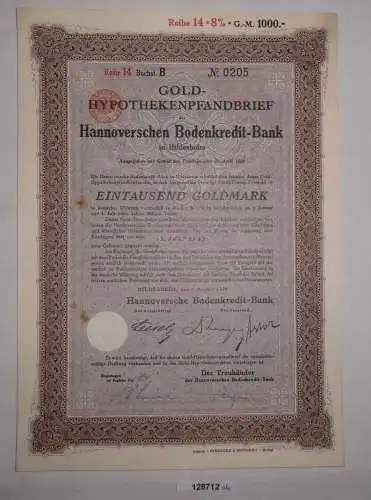 1000 Goldmark Pfandbrief Hannoversche Bodenkredit-Bank Hildesheim 1928 (128712)