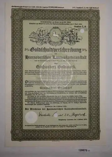 100 Goldmark Schuldverschreibung Hannoversche Landeskreditanstalt 1928 (128875)