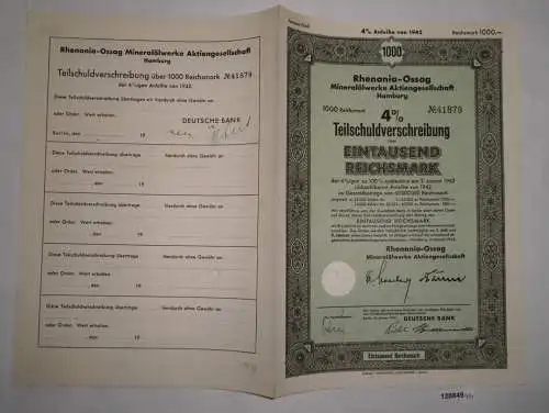 1000 RM Schuldverschreibung Rhenania-Ossag Mineralölwerke AG Jan. 1942 (128849)