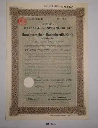 500 Goldmark Pfandbrief Hannoversche Bodenkredit-Bank Hildesheim 1930 (128709)