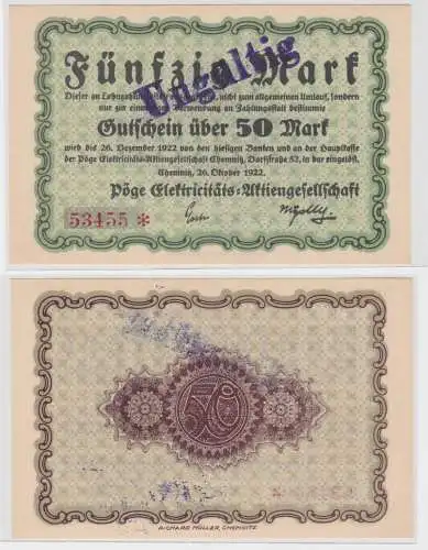 50 Mark Banknote Chemnitz Pöge Elektrizitäts AG 26.10.1922 (137735)