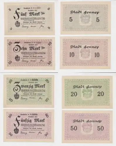 5, 10 20 & 50 Mark  Banknoten Notgeld Stadt Lennep 5.11.1918 (137747)