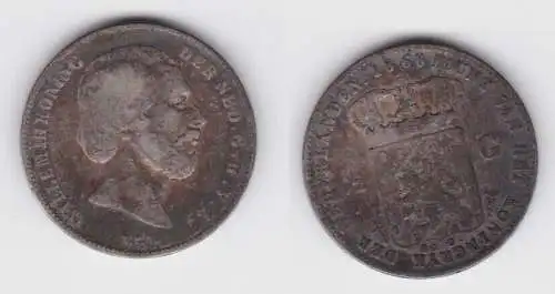 1/2 Gulden Silber Münze Niederlande 1868 Willem III f.ss (136297)
