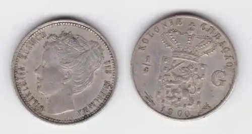 1/4 Gulden Silber Münze Niederländisch Curacao 1900 ss+ (138176)