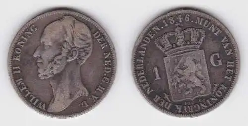1 Gulden Silber Münze Niederlande Willem II 1846 f.ss (128432)