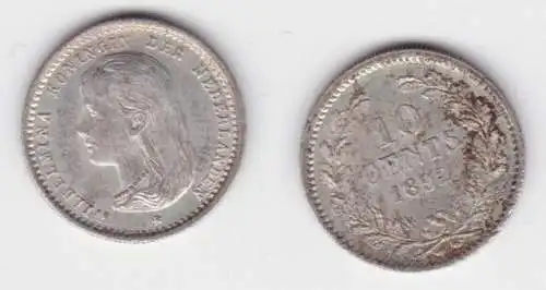 10 Cent Silber Münze Niederlande 1892 Wilhelmina vz (134479)