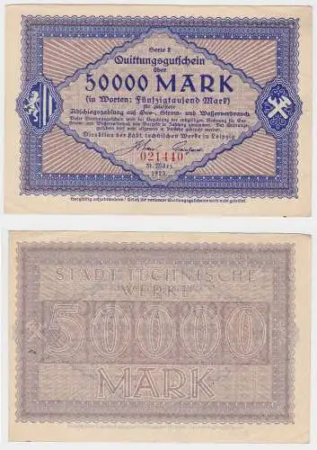 50000 Mark Banknote Technische Werke Leipzig 31.März 1923 (130141)