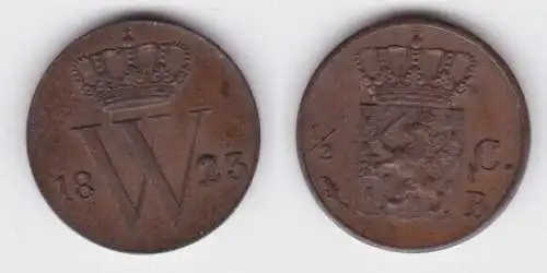 1/2 Cents Kupfer Münze Niederlande 1823 f.vz (136744)