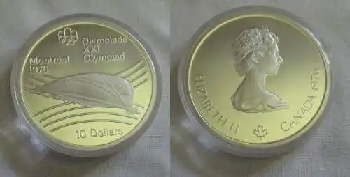 10 Dollar Silber Münze Canada Kanada Olympiade Montreal Stadion 1976 PP (150908)