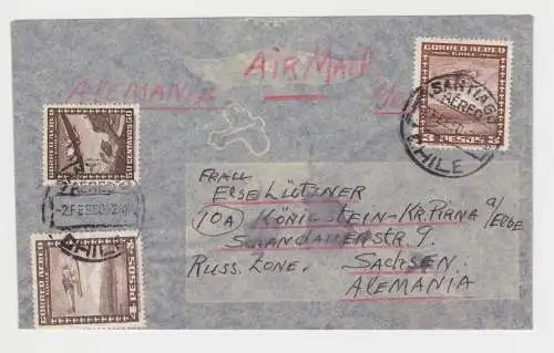 75876 Luftpost Brief von Chile nach Königstein an der Elbe 1950