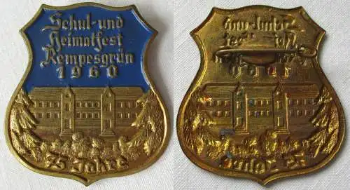 Altes Blech Abzeichen Schul- & Heimatfest Rempesgrün 1960 (146477)