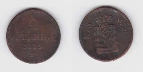 2 Pfennig Kupfer Münze Sachsen 1859 F f.ss (151094)