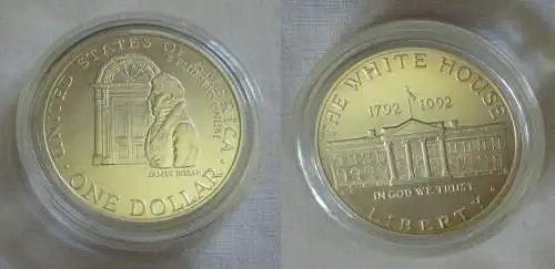 1 Dollar Silber Münze  USA 1992 D 200 Jahre weißes Haus Stgl.(135639)
