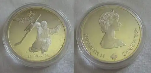 20 Dollar Silber Münze Canada Kanada Olympiade Calgary 1988 Eishockey PP(151434)