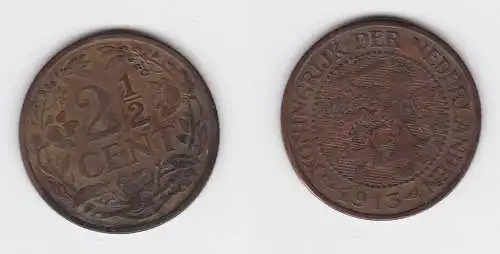 2 1/2 Cent Kupfer Münze Niederlande 1913 ss (133737)
