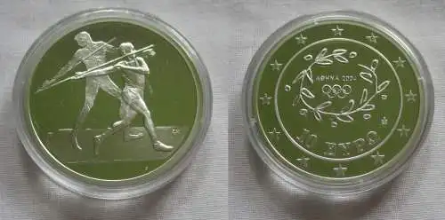10 Euro Silber Münze Griechenland Olympiade Speerwerfer 2004 PP (143416)
