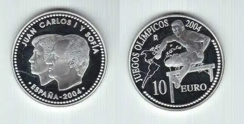 10 Euro Silber Münze Spanien Olympiade Athen 2004 PP Hürdenlauf (144103)