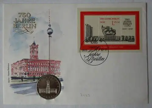 DDR Numisbrief mit 5 Mark 750 Jahre Berlin Rotes Rathaus 1987 (125294)