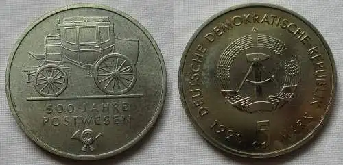 DDR Gedenk Münze 5 Mark 500 Jahre Postwesen 1990 (100419)