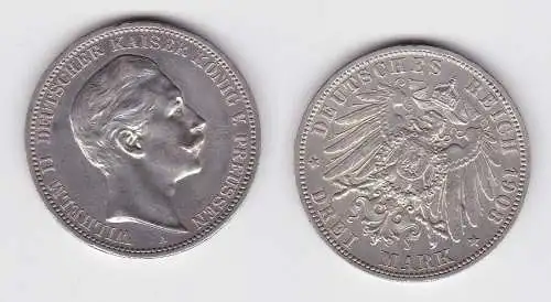 3 Mark Silbermünze Preussen Kaiser Wilhelm II 1908 A Jäger 103 ss (150480)
